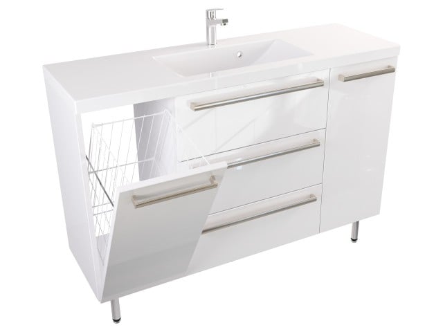 Szafka Stojąca Z Umywalką ATH 120 cm KD - Biały Wysoki Połysk - Uchwyty Stal Szczotkowana Szafka Stojąca Z Umywalką ATH 120 cm KD - Biały Wysoki Połysk - Uchwyty Stal Szczotkowana