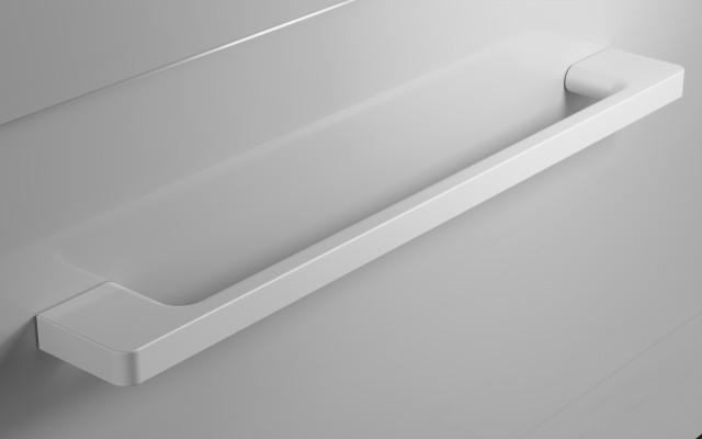 Szafka Wisząca Z Umywalką RON 120 cm DUO - Szary Wysoki Połysk - Uchwyty Białe Matowe