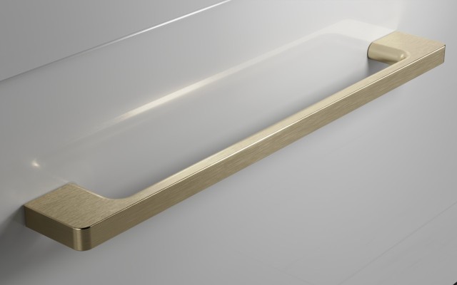 Szafka Wisząca Z Umywalką RON 120 cm D - Szary Wysoki Połysk - Uchwyty Złote Szczotkowane