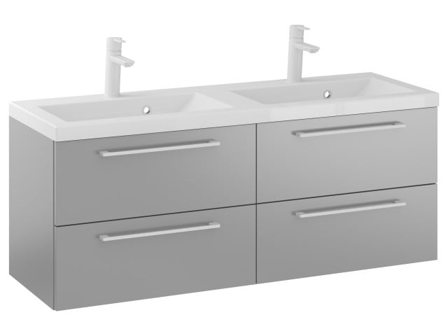 Szafka Wisząca Z Umywalką RON 120 cm DUO - Szary Mat - Uchwyty Białe Matowe Szafka Wisząca Z Umywalką RON 120 cm DUO - Szary Mat - Uchwyty Białe Matowe