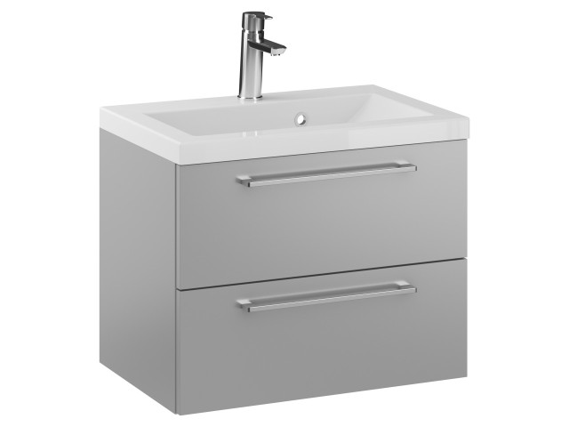 Szafka Wisząca Z Umywalką RON 60 cm - Szary Mat - Uchwyty Chromowane Szafka Wisząca Z Umywalką RON 60 cm - Szary Mat - Uchwyty Chromowane