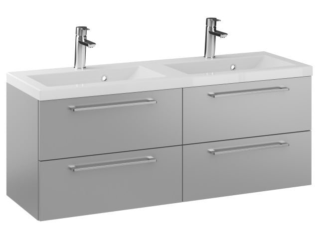 Szafka Wisząca Z Umywalką RON 120 cm DUO - Szary Mat - Uchwyty Chromowane Szafka Wisząca Z Umywalką RON 120 cm DUO - Szary Mat - Uchwyty Chromowane