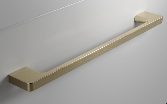 Szafka Wisząca Z Umywalką RON 90 cm D Lewa - Szary Mat - Uchwyty Złote Szczotkowane