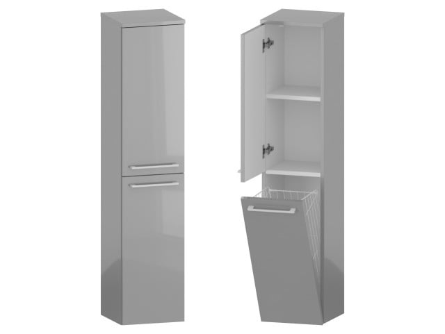 Słupek Łazienkowy RON 30 cm DK Lewy - Szary Wysoki Połysk - Uchwyty Białe Matowe Słupek Łazienkowy RON 30 cm DK Lewy - Szary Wysoki Połysk - Uchwyty Białe Matowe