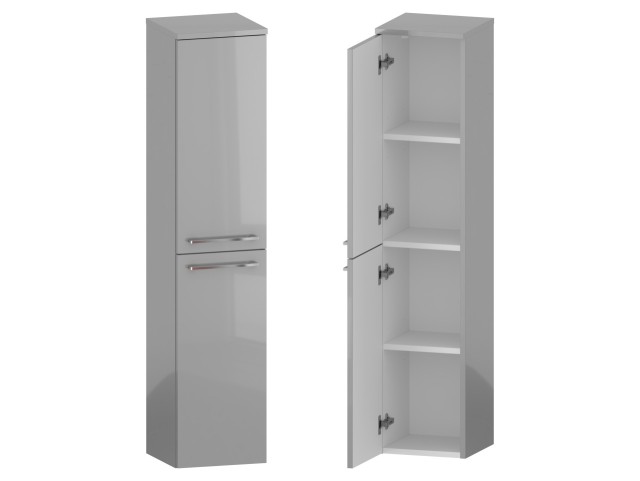 Słupek Łazienkowy RON 30 cm 2D Lewy - Szary Wysoki Połysk - Uchwyty Chromowane