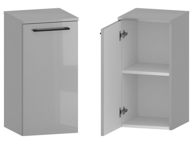 Słupek Łazienkowy RON 35 cm DD Lewy - Szary Wysoki Połysk - Uchwyty Czarne Matowe