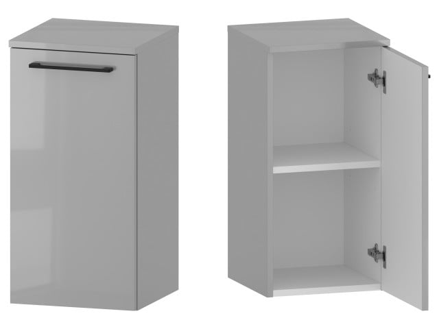 Słupek Łazienkowy RON 35 cm DD Prawy - Szary Wysoki Połysk - Uchwyty Czarne Matowe Słupek Łazienkowy RON 35 cm DD Prawy - Szary Wysoki Połysk - Uchwyty Czarne Matowe