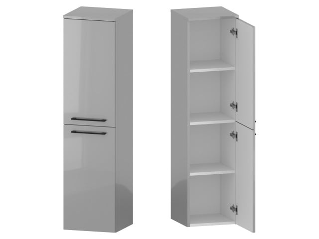 Słupek Łazienkowy RON 35 cm 2D Prawy - Szary Wysoki Połysk - Uchwyty Czarne Matowe