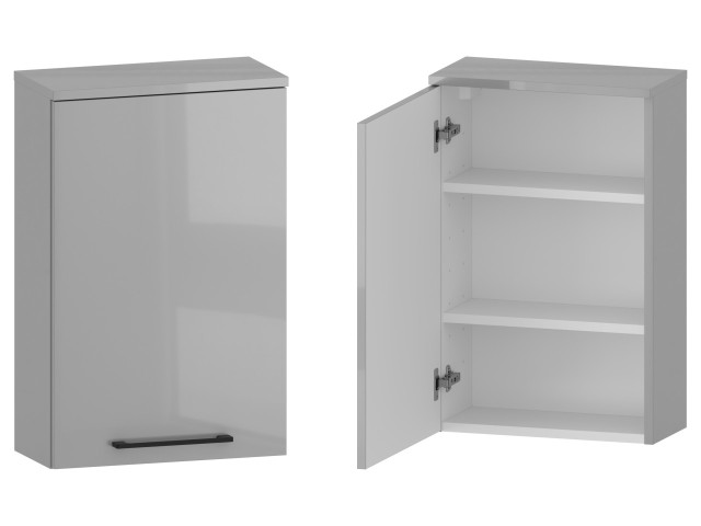 Szafka nad Pralkę RON 45 cm D Lewa - Szary Wysoki Połysk - Uchwyty Czarne Matowe Szafka nad Pralkę RON 45 cm D Lewa - Szary Wysoki Połysk - Uchwyty Czarne Matowe