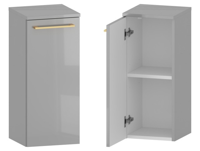 Słupek Łazienkowy RON 30 cm DD Lewy - Szary Wysoki Połysk - Uchwyty Złote Szczotkowane Słupek Łazienkowy RON 30 cm DD Lewy - Szary Wysoki Połysk - Uchwyty Złote Szczotkowane