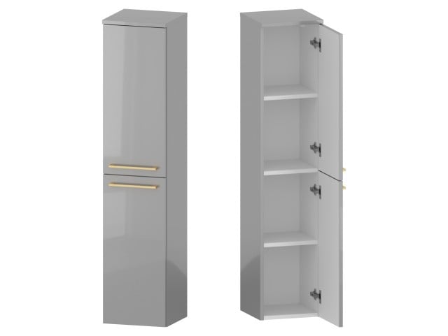 Słupek Łazienkowy RON 30 cm 2D Prawy - Szary Wysoki Połysk - Uchwyty Złote Szczotkowane Słupek Łazienkowy RON 30 cm 2D Prawy - Szary Wysoki Połysk - Uchwyty Złote Szczotkowane