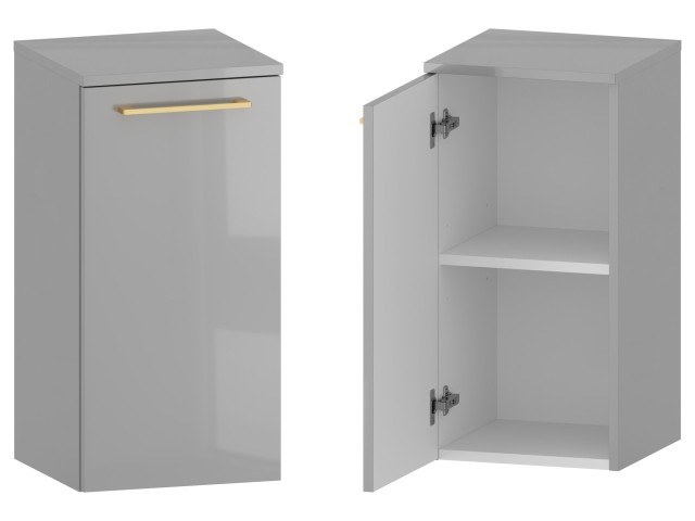 Słupek Łazienkowy RON 35 cm DD Lewy - Szary Wysoki Połysk - Uchwyty Złote Szczotkowane Słupek Łazienkowy RON 35 cm DD Lewy - Szary Wysoki Połysk - Uchwyty Złote Szczotkowane