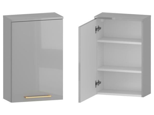 Szafka nad Pralkę RON 45 cm D Lewa - Szary Wysoki Połysk - Uchwyty Złote Szczotkowane Szafka nad Pralkę RON 45 cm D Lewa - Szary Wysoki Połysk - Uchwyty Złote Szczotkowane