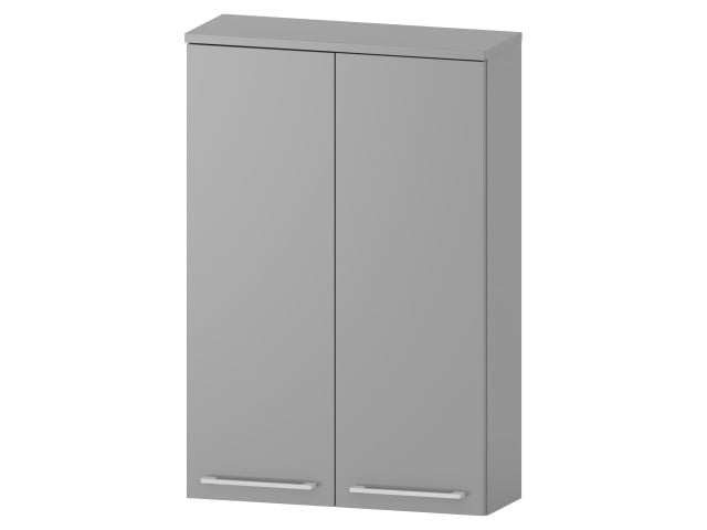 Szafka nad Pralkę RON 60 cm 2D90 - Szary Mat - Uchwyty Białe Matowe