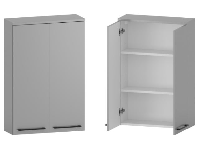 Szafka nad Pralkę RON 60 cm 2D90 - Szary Mat - Uchwyty Czarne Matowe Szafka nad Pralkę RON 60 cm 2D90 - Szary Mat - Uchwyty Czarne Matowe