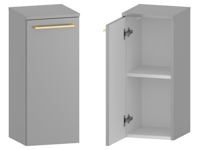 Słupek Łazienkowy RON 30 cm DD Lewy - Szary Mat - Uchwyty Złote Szczotkowane