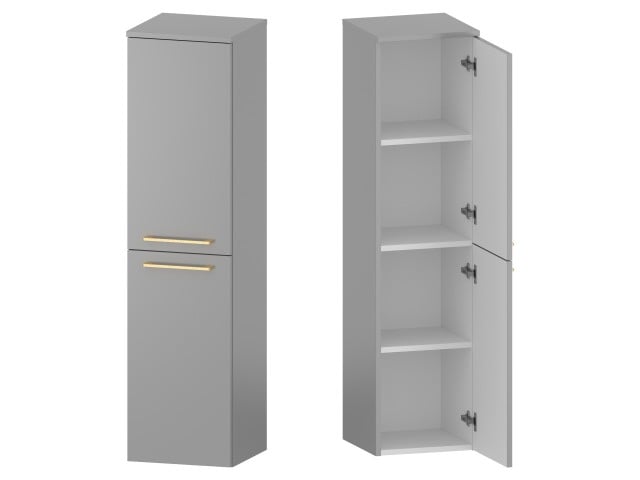 Słupek Łazienkowy RON 35 cm 2D Prawy - Szary Mat - Uchwyty Złote Szczotkowane