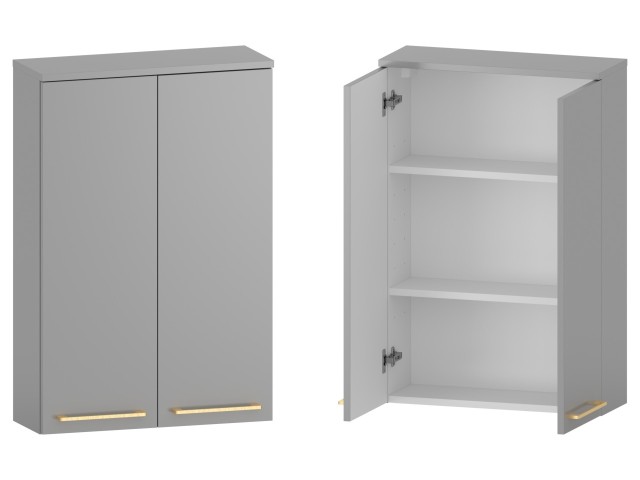 Szafka nad Pralkę RON 60 cm 2D90 - Szary Mat - Uchwyty Złote Szczotkowane