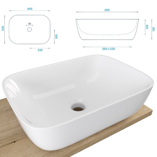 Szafka Wisząca Z Umywalką Nablatową ATHD 120 cm SD Lewa - Dąb Evoke Coast Mat - Uchwyty Czarne Matowe