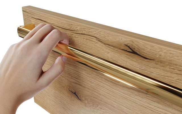Szafka Wisząca Z Umywalką Nablatową ATHD 90 cm D Prawa - Dąb Evoke Coast Mat - Uchwyty Złote Polerowane