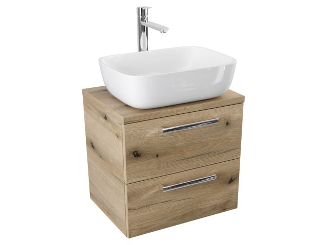 Szafka Wisząca Z Umywalką Nablatową ATHD 50 cm - Dąb Evoke Coast Mat - Uchwyty Chromowane Szafka Wisząca Z Umywalką Nablatową ATHD 50 cm - Dąb Evoke Coast Mat - Uchwyty Chromowane