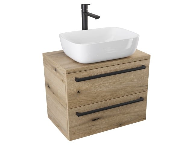 Szafka Wisząca Z Umywalką Nablatową ATHD 60 cm - Dąb Evoke Coast Mat - Uchwyty Czarne Matowe Szafka Wisząca Z Umywalką Nablatową ATHD 60 cm - Dąb Evoke Coast Mat - Uchwyty Czarne Matowe