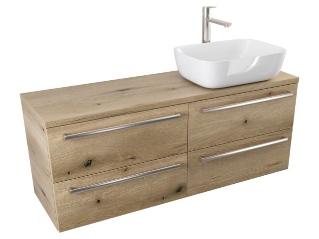 Szafka Wisząca Z Umywalką Nablatową ATHD 120 cm S Prawa - Dąb Evoke Coast Mat - Uchwyty Stal Szczotkowana Szafka Wisząca Z Umywalką Nablatową ATHD 120 cm S Prawa - Dąb Evoke Coast Mat - Uchwyty Stal Szczotkowana