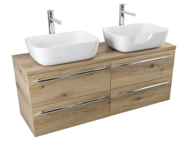Szafka Wisząca Z Umywalką Nablatową ATHD 120 cm DUO - Dąb Evoke Coast Mat - Uchwyty Chromowane Szafka Wisząca Z Umywalką Nablatową ATHD 120 cm DUO - Dąb Evoke Coast Mat - Uchwyty Chromowane