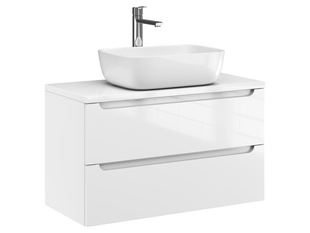 Szafka Wisząca Z Umywalką Nablatową ETH 80 cm - Biały Wysoki Połysk Szafka Wisząca Z Umywalką Nablatową ETH 80 cm - Biały Wysoki Połysk