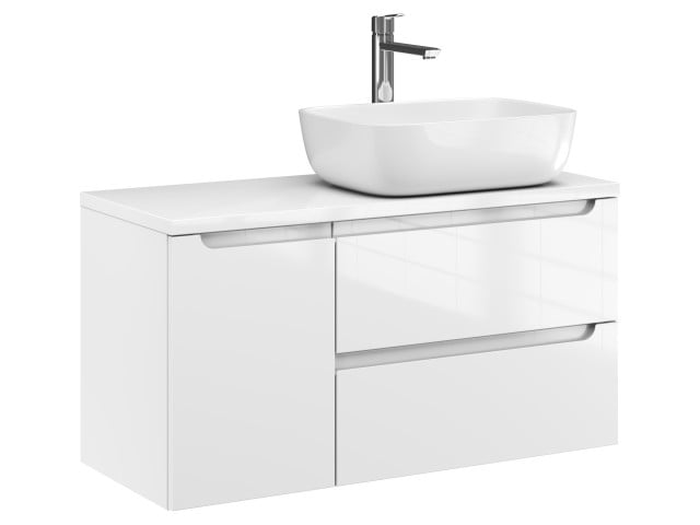 Szafka Wisząca Z Umywalką Nablatową ETH 90 cm D Prawa - Biały Wysoki Połysk Szafka Wisząca Z Umywalką Nablatową ETH 90 cm D Prawa - Biały Wysoki Połysk