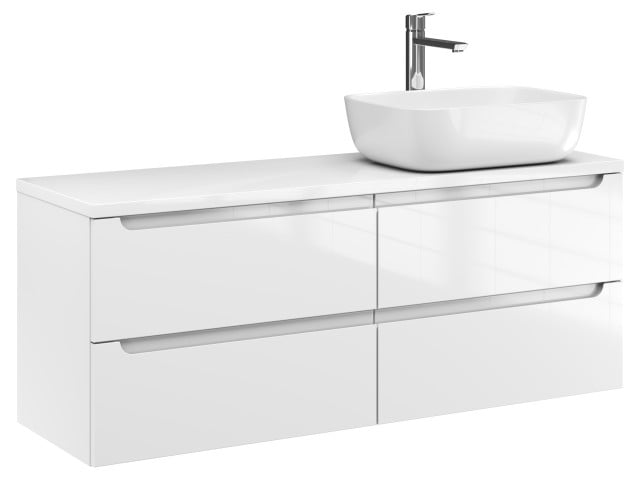 Szafka Wisząca Z Umywalką Nablatową ETH 120 cm S Prawa - Biały Wysoki Połysk Szafka Wisząca Z Umywalką Nablatową ETH 120 cm S Prawa - Biały Wysoki Połysk