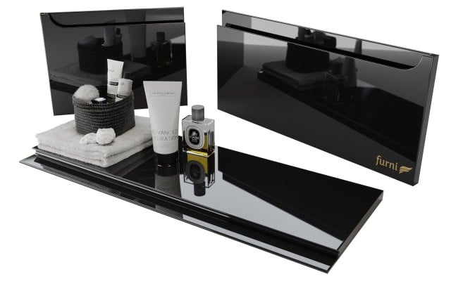 Szafka Wisząca Z Umywalką Nablatową ETH 120 cm D - Czarny Wysoki Połysk