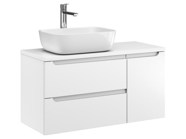 Szafka Wisząca Z Umywalką Nablatową ETH 90 cm D Lewa - Biały Mat Szafka Wisząca Z Umywalką Nablatową ETH 90 cm D Lewa - Biały Mat