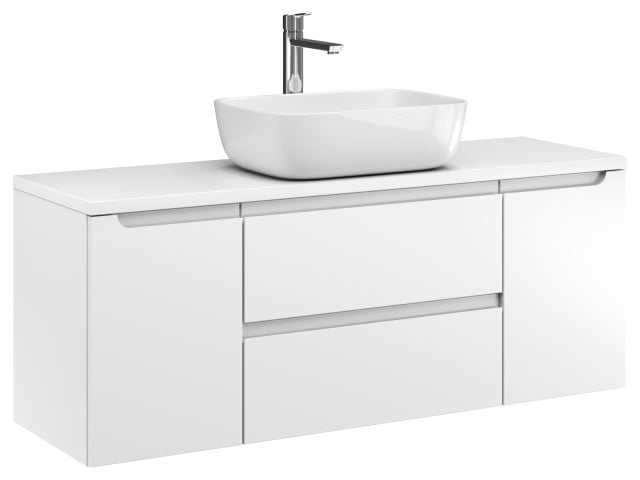 Szafka Wisząca Z Umywalką Nablatową ETH 120 cm D - Biały Mat Szafka Wisząca Z Umywalką Nablatową ETH 120 cm D - Biały Mat