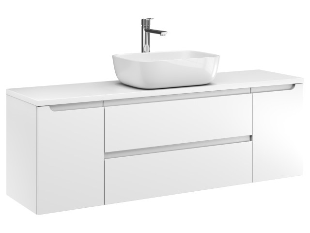 Szafka Wisząca Z Umywalką Nablatową ETH 140 cm D - Biały Mat Szafka Wisząca Z Umywalką Nablatową ETH 140 cm D - Biały Mat