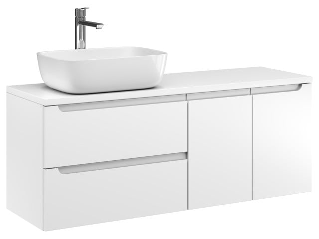 Szafka Wisząca Z Umywalką Nablatową ETH 120 cm SD Lewa - Biały Mat Szafka Wisząca Z Umywalką Nablatową ETH 120 cm SD Lewa - Biały Mat