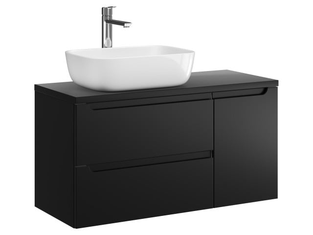Szafka Wisząca Z Umywalką Nablatową ETH 90 cm D Lewa - Czarny Mat