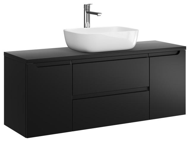 Szafka Wisząca Z Umywalką Nablatową ETH 120 cm D - Czarny Mat Szafka Wisząca Z Umywalką Nablatową ETH 120 cm D - Czarny Mat