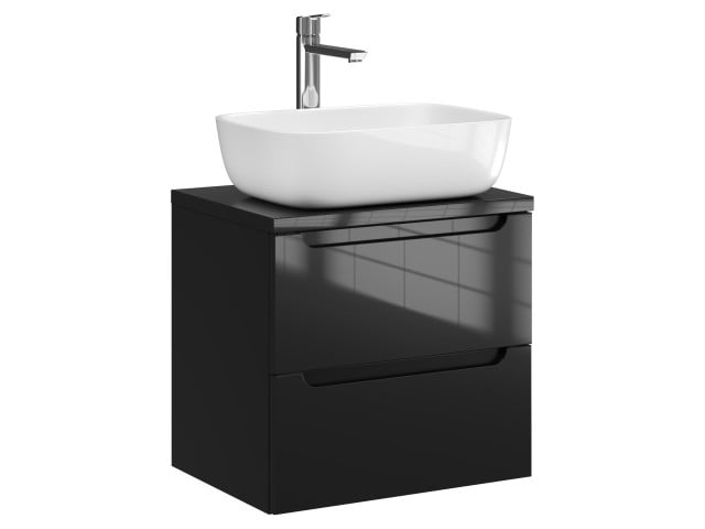 Szafka Wisząca Z Umywalką Nablatową ETH 50 cm - Czarny Wysoki Połysk Szafka Wisząca Z Umywalką Nablatową ETH 50 cm - Czarny Wysoki Połysk