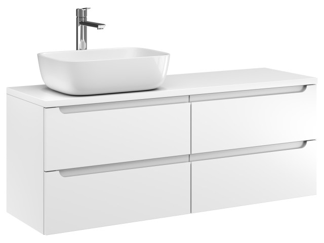 Szafka Wisząca Z Umywalką Nablatową ETH 120 cm S Lewa - Biały Mat Szafka Wisząca Z Umywalką Nablatową ETH 120 cm S Lewa - Biały Mat