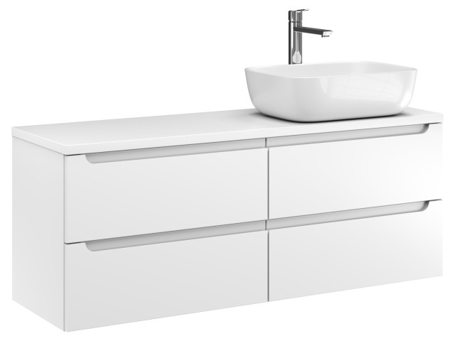 Szafka Wisząca Z Umywalką Nablatową ETH 120 cm S Prawa - Biały Mat Szafka Wisząca Z Umywalką Nablatową ETH 120 cm S Prawa - Biały Mat