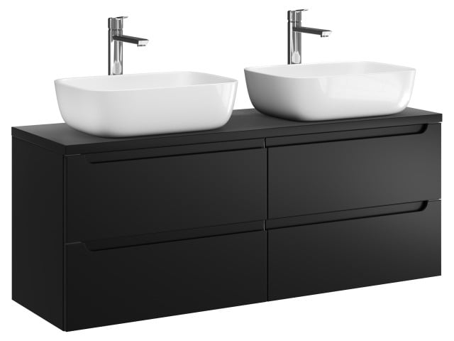 Szafka Wisząca Z Umywalką Nablatową ETH 120 cm DUO - Czarny Mat Szafka Wisząca Z Umywalką Nablatową ETH 120 cm DUO - Czarny Mat