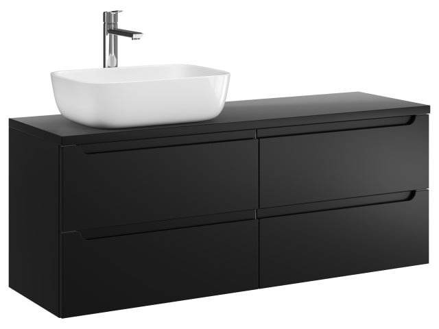 Szafka Wisząca Z Umywalką Nablatową ETH 120 cm S Lewa - Czarny Mat Szafka Wisząca Z Umywalką Nablatową ETH 120 cm S Lewa - Czarny Mat