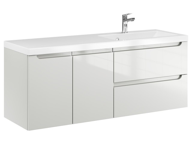 Szafka Wisząca Z Umywalką ETH 120 cm DS Prawa - Kaszmir Wysoki Połysk