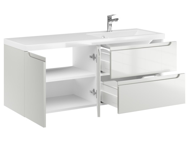 Szafka Wisząca Z Umywalką ETH 120 cm DS Prawa - Kaszmir Wysoki Połysk