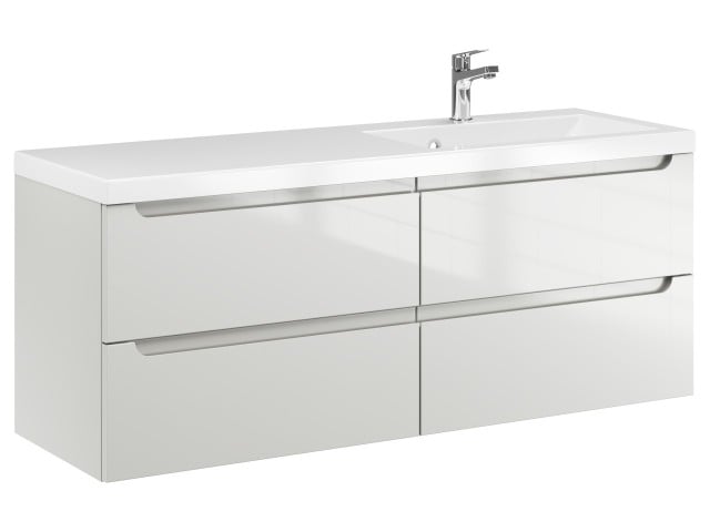 Szafka Wisząca Z Umywalką ETH 120 cm S Prawa - Kaszmir Wysoki Połysk