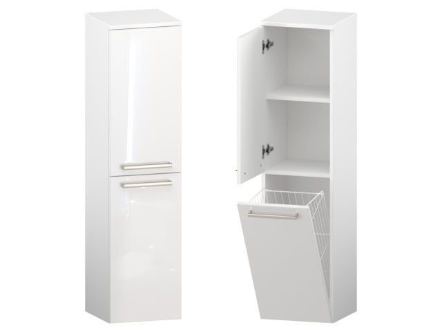 Słupek Łazienkowy ATH 35 cm DK Lewy - Biały Wysoki Połysk - Uchwyty Stal Szczotkowana Słupek Łazienkowy ATH 35 cm DK Lewy - Biały Wysoki Połysk - Uchwyty Stal Szczotkowana