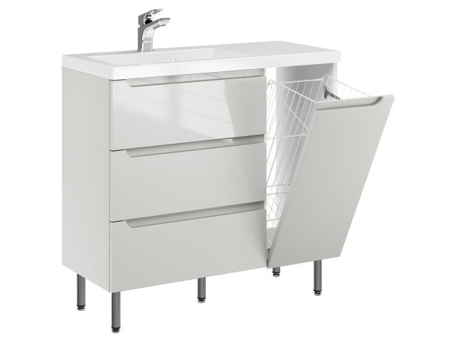 Szafka Stojąca Z Umywalką ETH 90 cm K Lewa - Kaszmir Wysoki Połysk