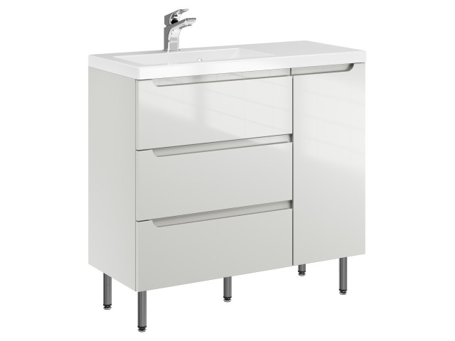 Szafka Stojąca Z Umywalką ETH 90 cm K Lewa - Kaszmir Wysoki Połysk