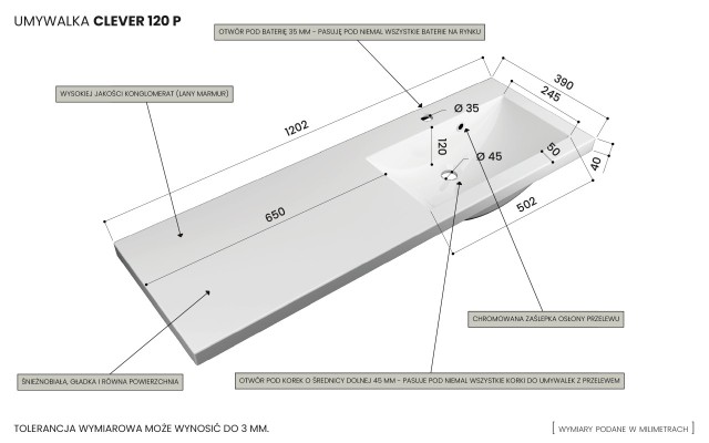 Szafka Stojąca Z Umywalką ETH 120 cm S Prawa - Kaszmir Mat